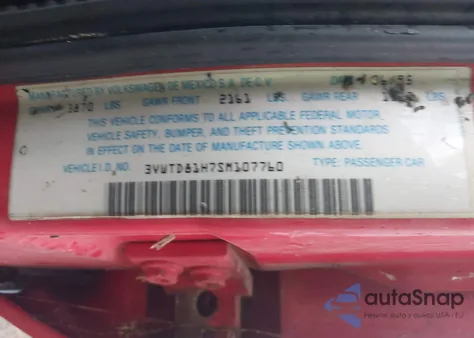 1995 Volkswagen Jetta Iii Glx/Glx из США, поврежденный, VIN 3VWTD81H7SM107760